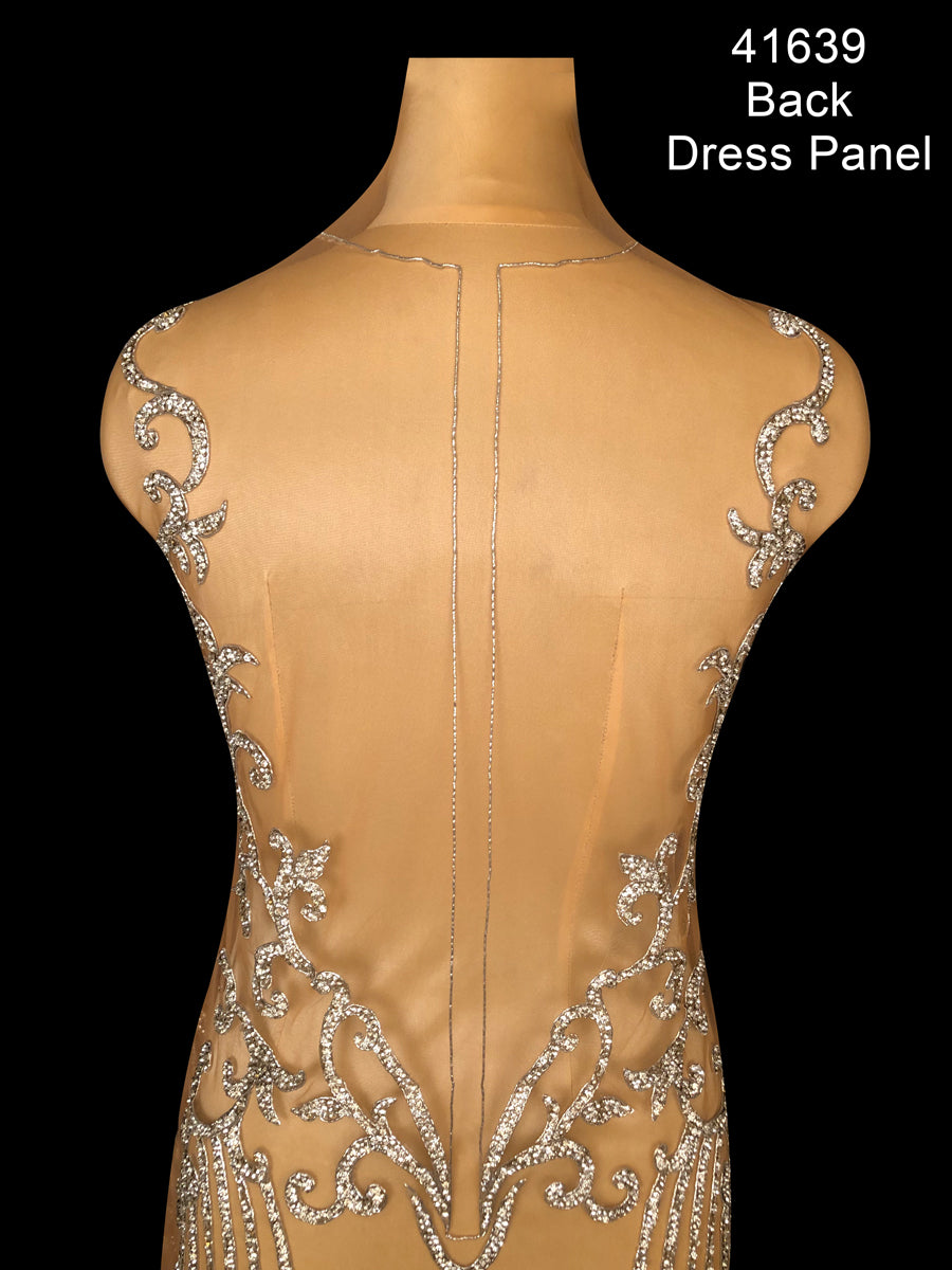Radiant Elegance: Exquisite Hand-Beaded Dress Panel with Shimmering Beads, and Rhinestones