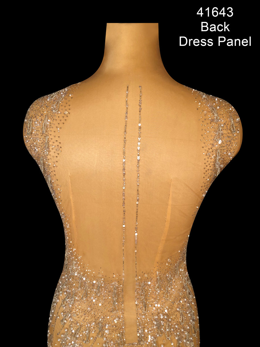 Dazzling Mirage: Hand-Beaded Dress Panel Evoking Illusions with Beads, Pearls and Shining Sequins