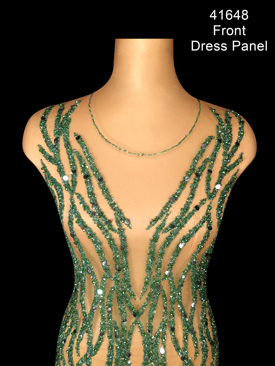 Sequined Splendor: Hand-Beaded Dress Panel Adorned with Sparkling Beads and Glittering Sequins
