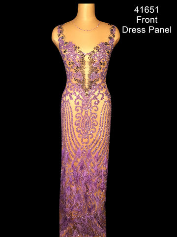 Regal Radiance: Hand-Beaded Dress Panel Embellished with Opulent Beads and Regal Sequins
