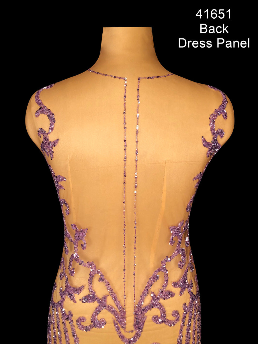 Regal Radiance: Hand-Beaded Dress Panel Embellished with Opulent Beads and Regal Sequins