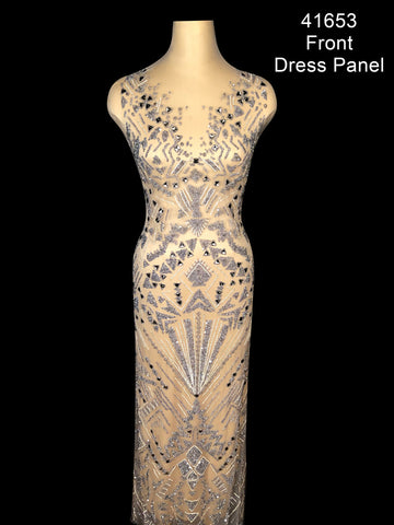 Beaded Brilliance: Captivating Hand-Beaded Dress Panel with Glistening Beads, Sequins, and Sparkling Rhinestones