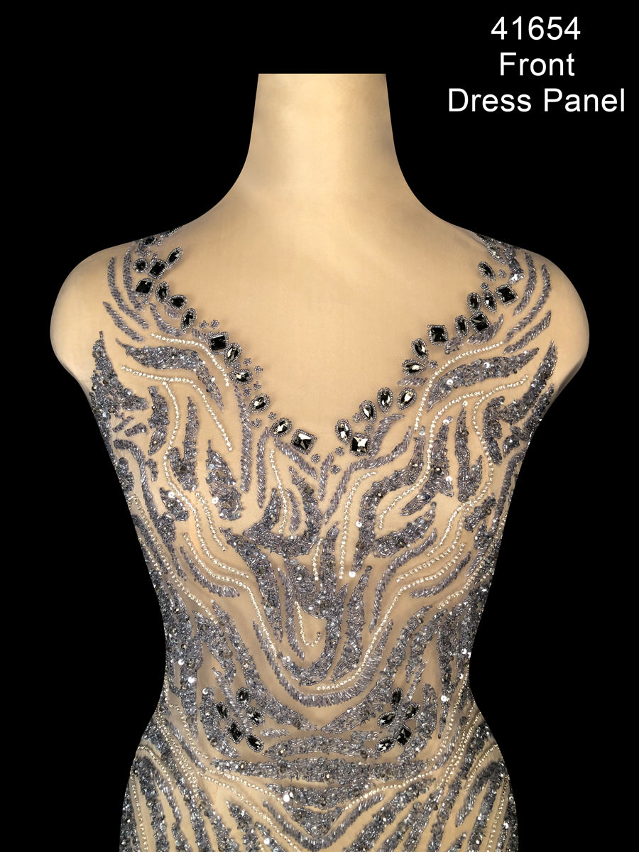 Artisanal Essence: Hand-Beaded Dress Panel Showcasing Handcrafted Beads and Shimmering Sequins