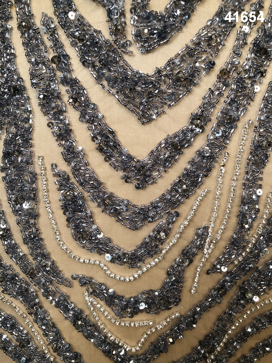 Artisanal Essence: Hand-Beaded Dress Panel Showcasing Handcrafted Beads and Shimmering Sequins