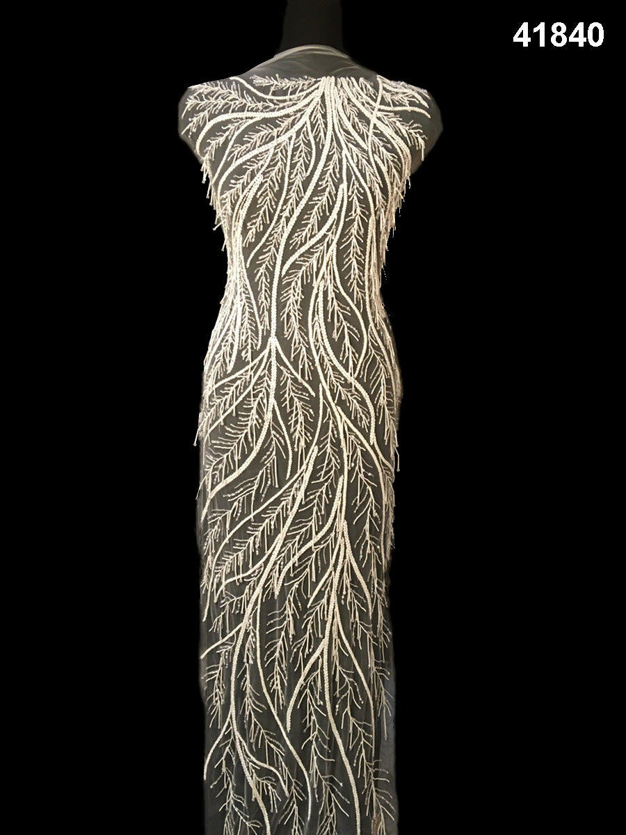 Chic Geometry: Hand Beaded Fabric with Intricate Beadwork