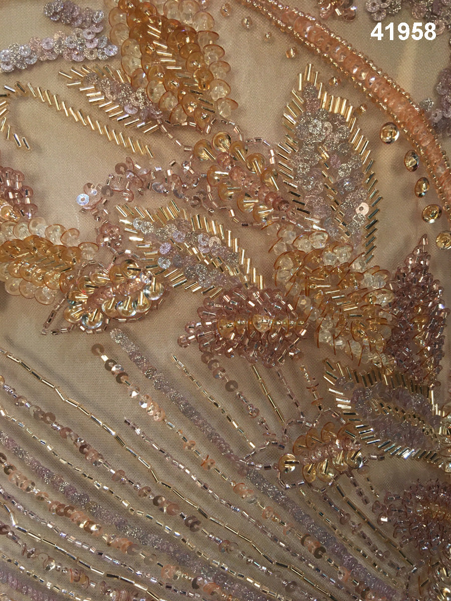 Enigmatic Allure: Captivating Beaded Sequin Fabric for High-End Couture Designs