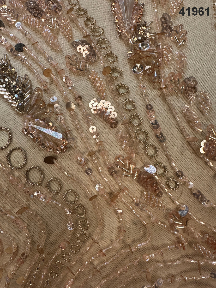 Contemporary Sparkle: Hand Beaded Fabric with Shimmering Beads and Sequins