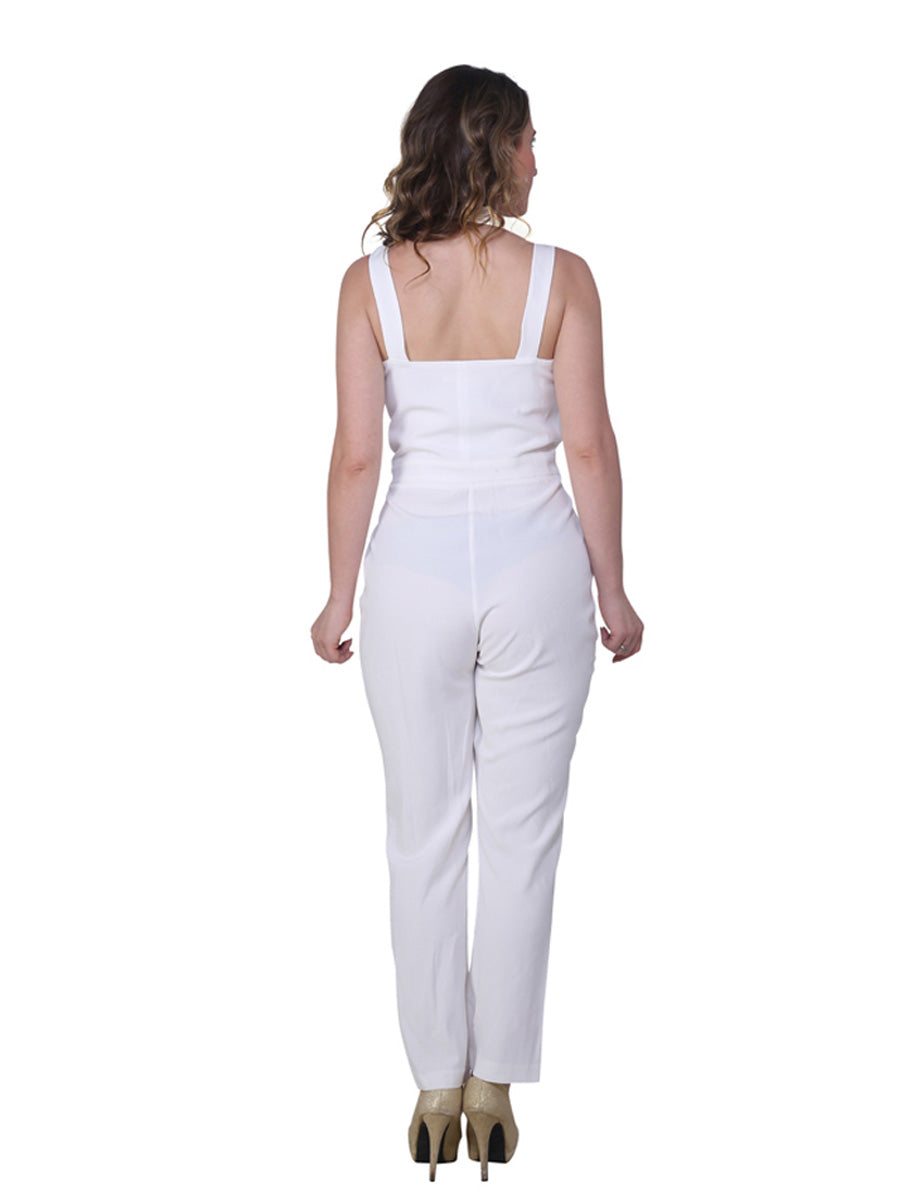 Summer Staple: White Sleeveless Jumpsuit for a Cool and Comfy Vibe