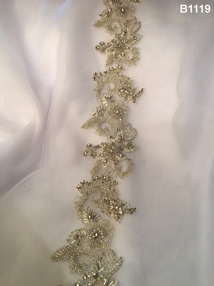 Timeless Glam: Hand Bead Trim with Beads, Sequins, and Rhinestones for a Classic and Luxurious Appeal
