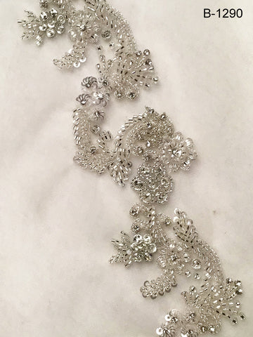 Elegance Defined: Hand-Beaded Trim with Sparkling Beads, Shimmering Sequins, and Dazzling Rhinestones