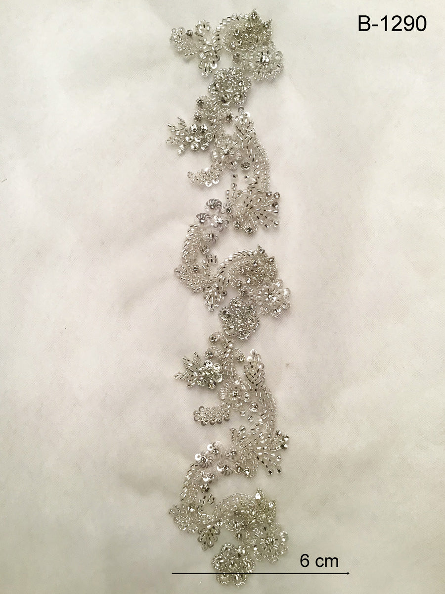 Elegance Defined: Hand-Beaded Trim with Sparkling Beads, Shimmering Sequins, and Dazzling Rhinestones