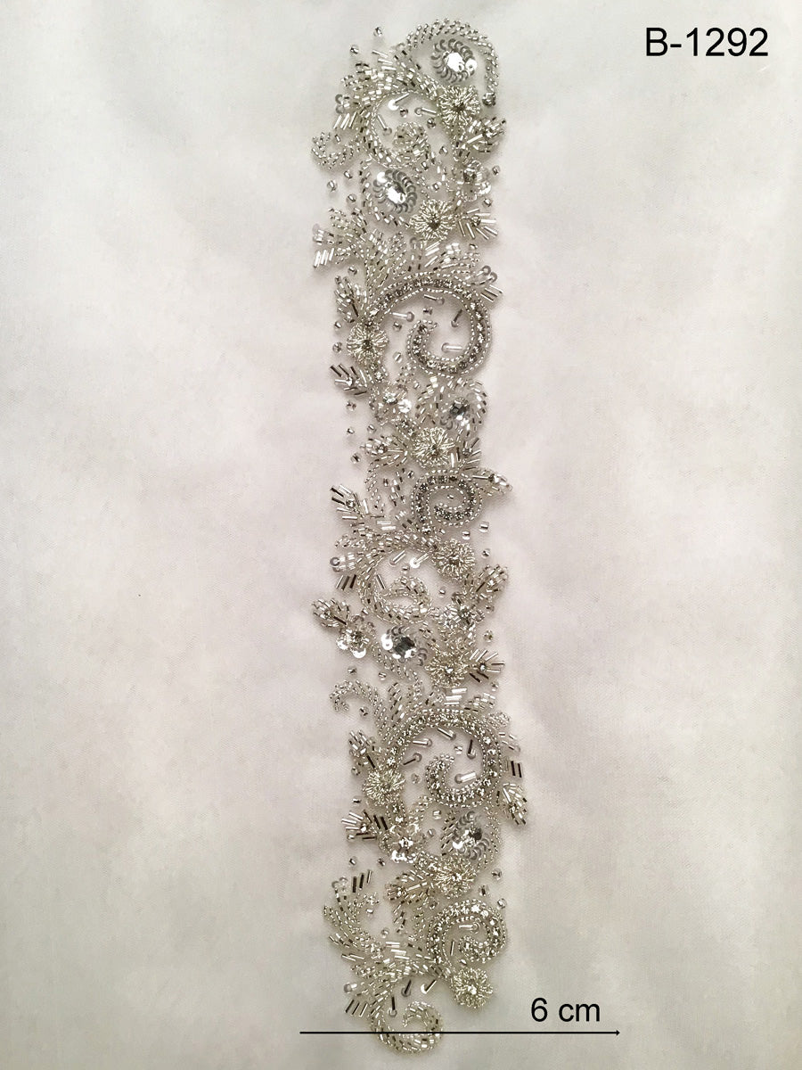 Ethereal Elegance: Delicate Hand Bead Trim Adorned with Beads, Sequins, and Rhinestones for a Heavenly Look