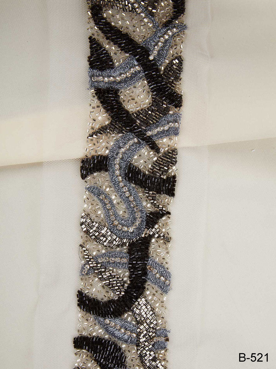 Enchanted Elegance: Luxurious Hand Bead Trim Embellished with Beads, Sequins, and Rhinestones