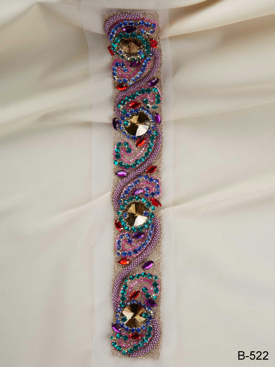 Radiant Jewels: Opulent Hand Bead Trim Featuring Beads, Sequins, and Rhinestones