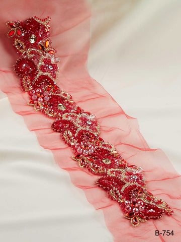 Dazzling Delights: Stunning Hand Bead Trim Enriched with Beads, Sequins, and Rhinestones