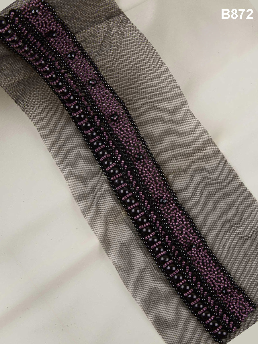 Mystical Aura: Intricate Hand Beaded Trim with Mystical Beads and Enchanting Sequins