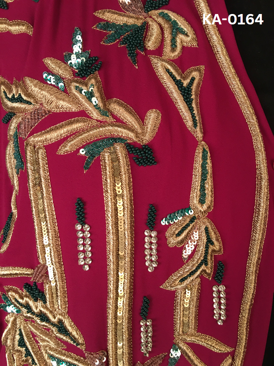 Exquisite Hand-Beaded Kaftan Panel with Intricate Embroidered Indian Design