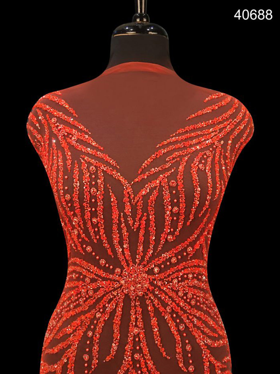 Stunning Hand-Beaded Coupon with Intricate Embroidery and Heavy Beading