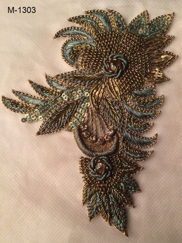 Vintage Glamour: Hand-Beading Motif Applique with Old-World Beads and Shimmering Sequins