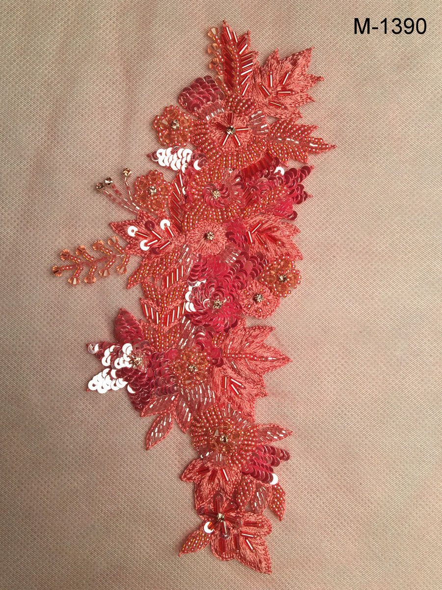 Gorgeous Glamour: Hand-Embroidered Motif Applique with Captivating Beads and Glittering Sequins