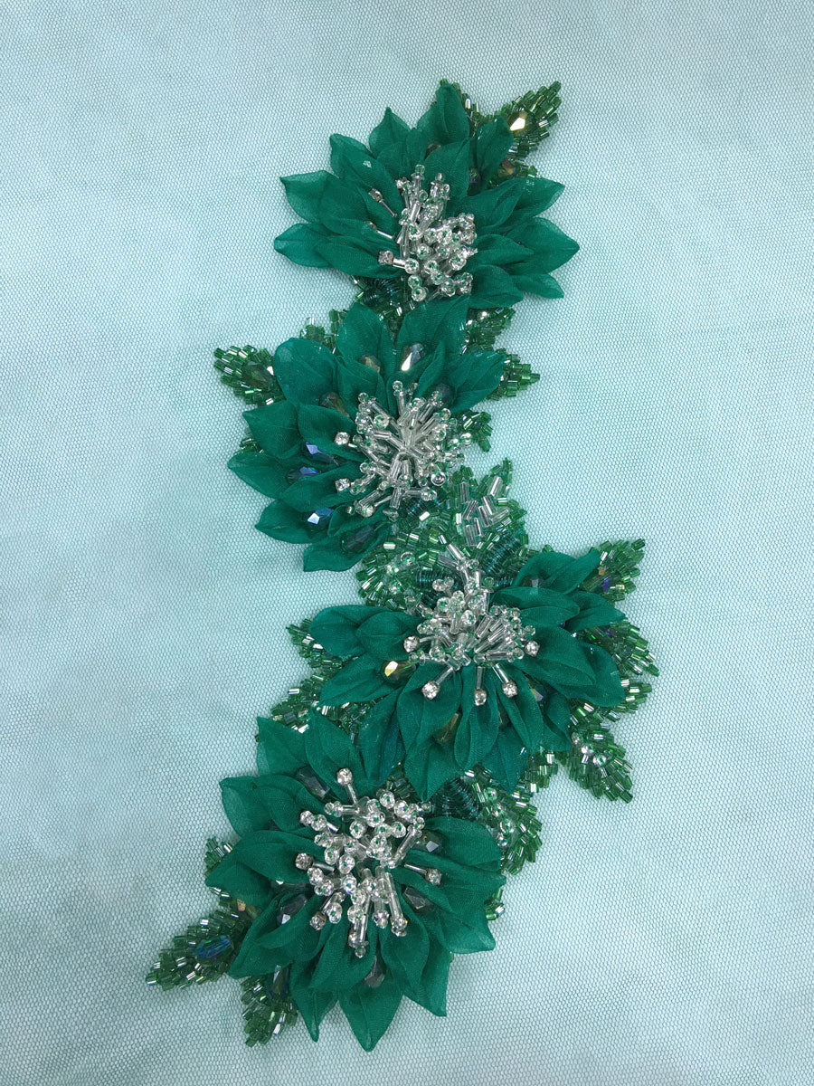 Sparkling Starlight: Hand-Beaded Motif Applique with Shimmering Beads and Sequins
