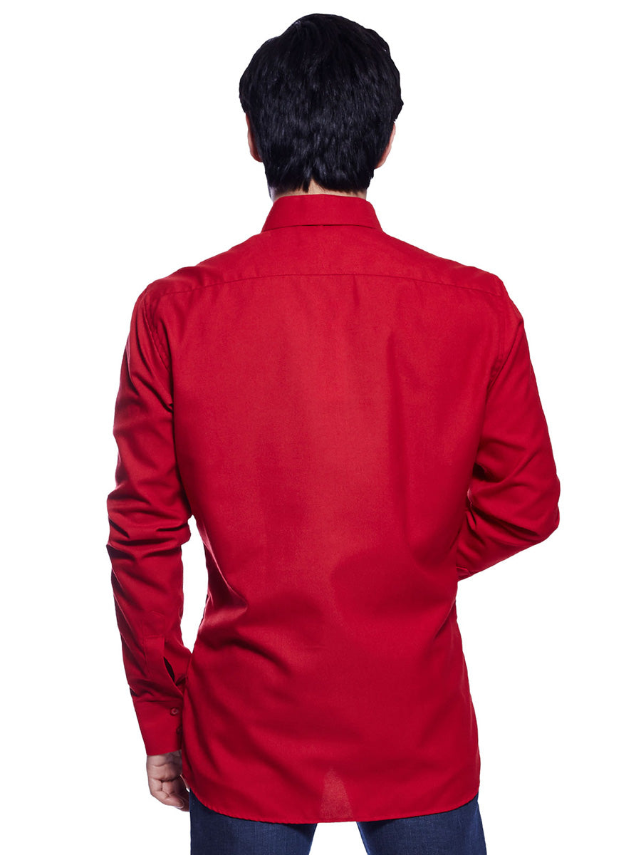 Statement Pocket: Eye-catching Red Shirt with Printed Pocket