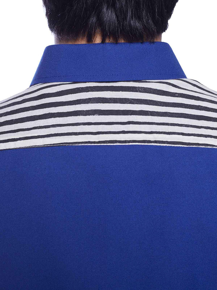 Blue Streak: Stylish Shirt with Printed Stripes on the Sleeves