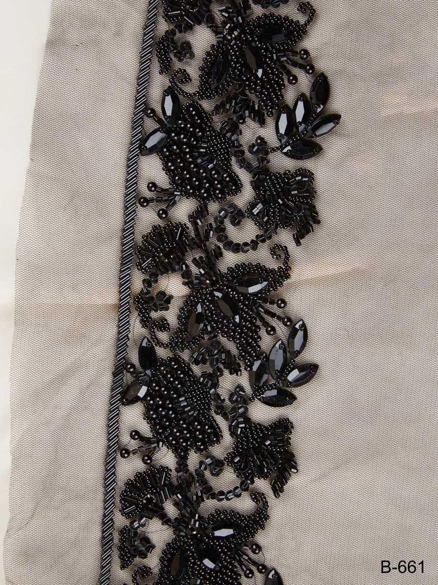 Luxurious Hand-Sewn Trim with Beads and Sequins in Modern Floral Design