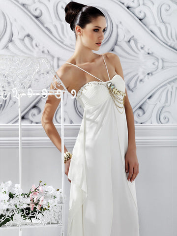 Crepe Georgette Couture Dress With Rhinestone Embellishments #870