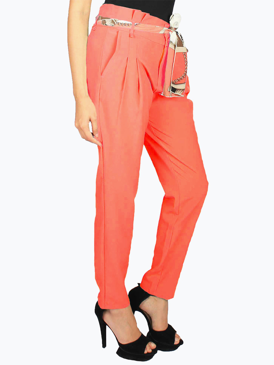 Modern and Playful: Trouser Pants with a Quirky Belt