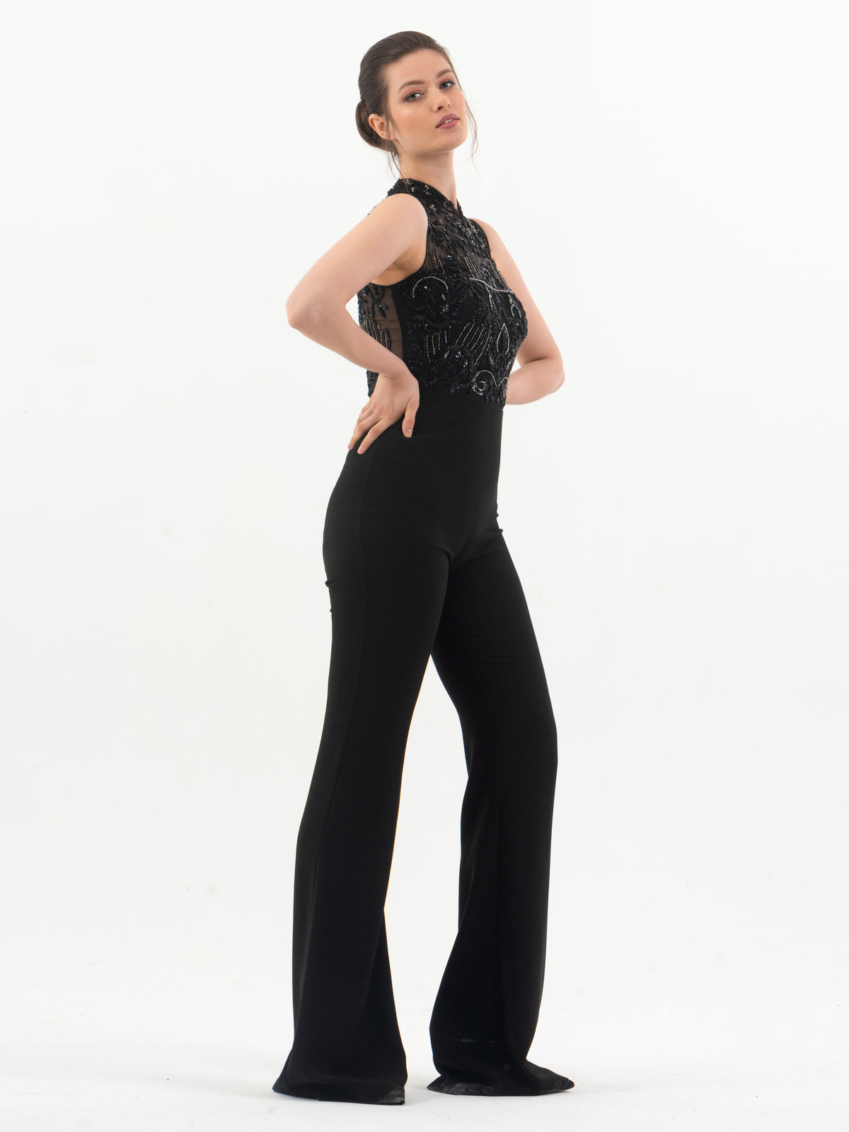 Hand Embroidered Crepe Jumpsuit