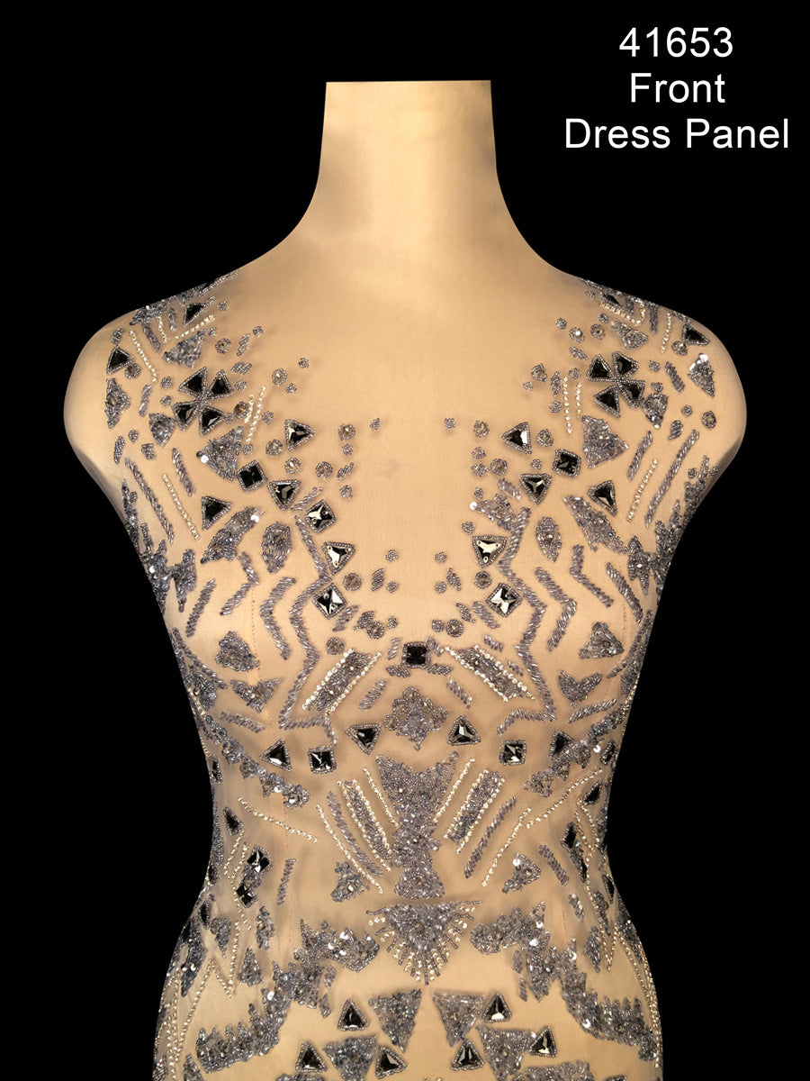 Beaded Brilliance: Captivating Hand-Beaded Dress Panel with Glistening Ash Panjabi Pret Couture Beaded Brilliance: Captivating Hand-Beaded Dress Panel with Glistening Ash Panjabi Pret Couture