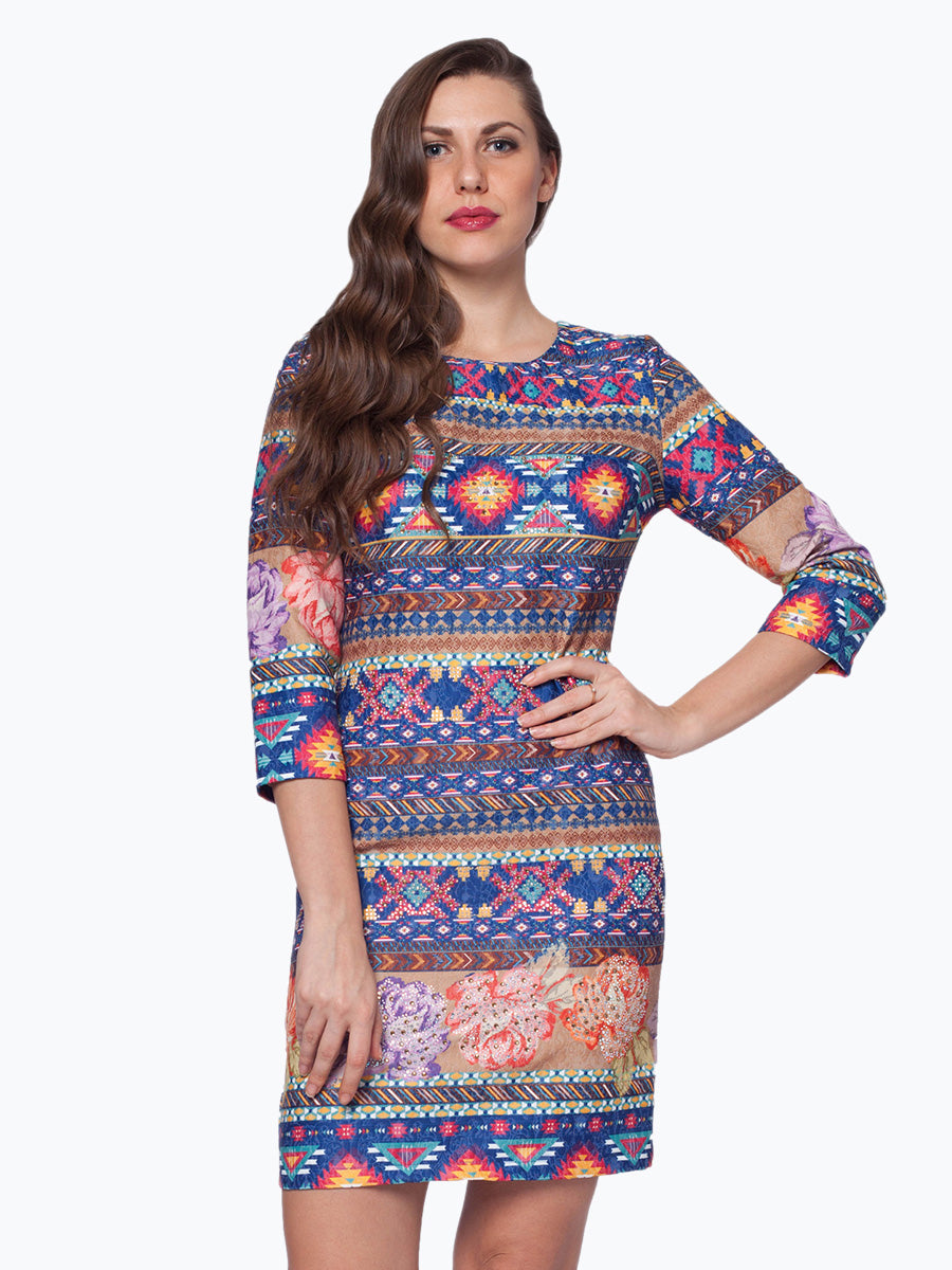 Vibrant Visions: Aztec Printed Dress