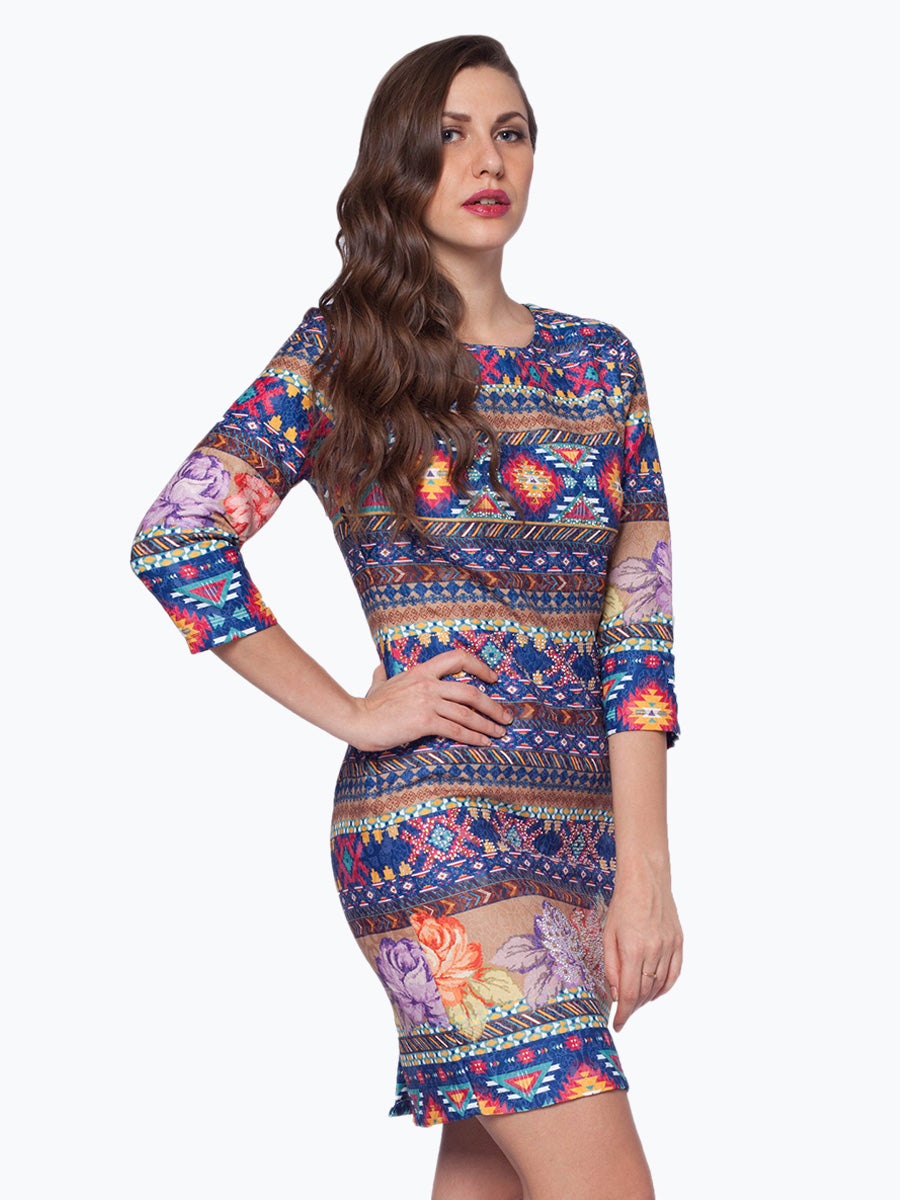 Vibrant Visions: Aztec Printed Dress