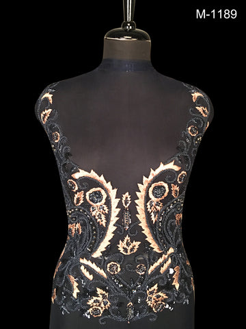 Elegant Bustier with Hand Beaded Floral Embellishments