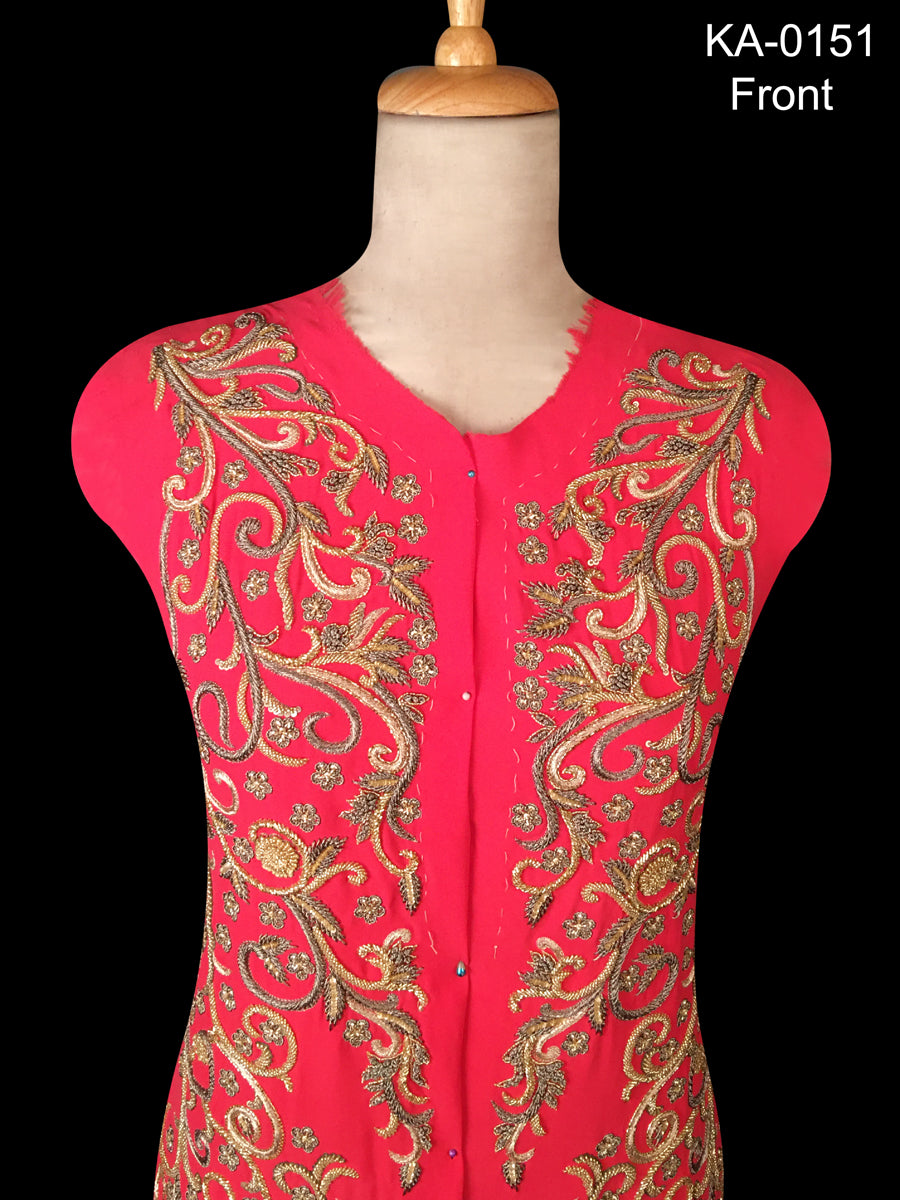 Exquisite Hand Embroidered Kaftan Panel with Traditional Indian Design