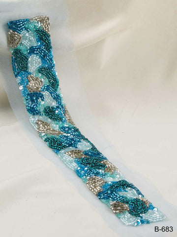 Attractive Hand Beaded Trim with Glittering Beads and Sequins in Contemporary Design