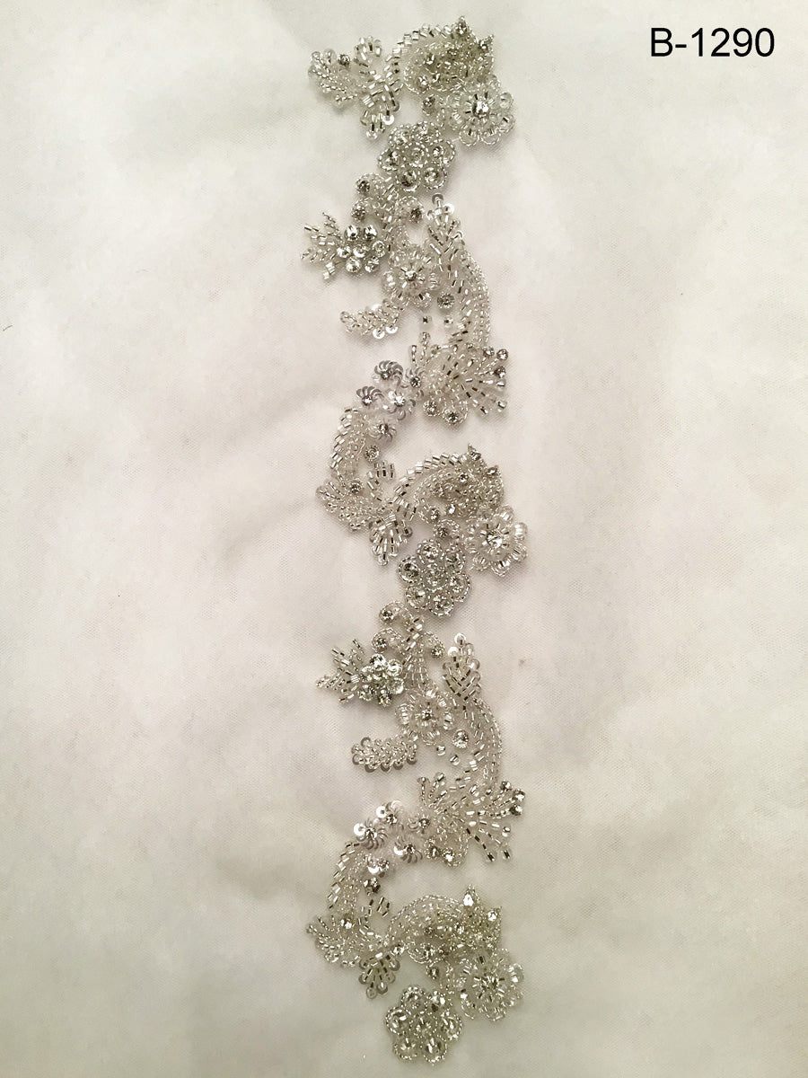 Elegance Defined: Hand-Beaded Trim with Sparkling Beads, Shimmering Sequins, and Dazzling Rhinestones