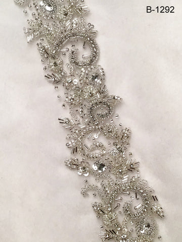 Ethereal Elegance: Delicate Hand Bead Trim Adorned with Beads, Sequins, and Rhinestones for a Heavenly Look