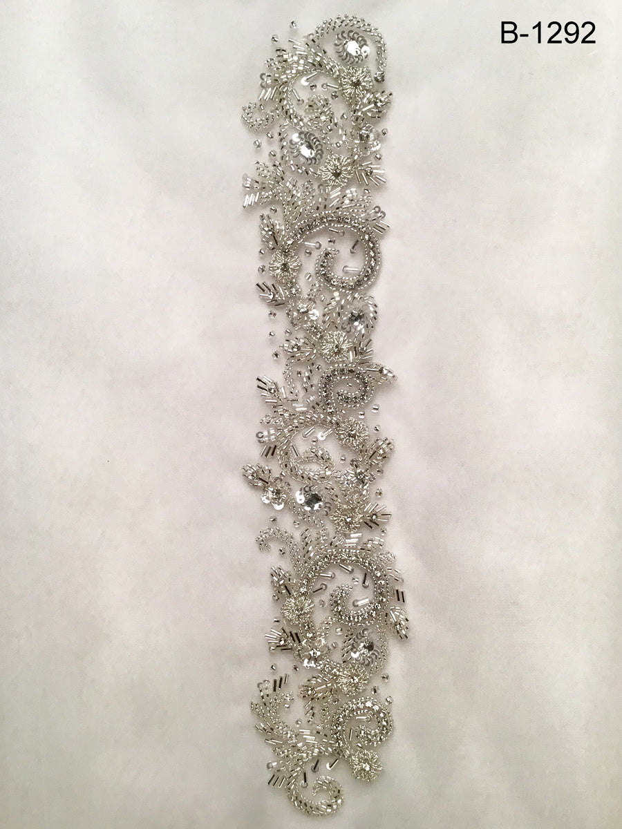 Ethereal Elegance: Delicate Hand Bead Trim Adorned with Beads, Sequins, and Rhinestones for a Heavenly Look