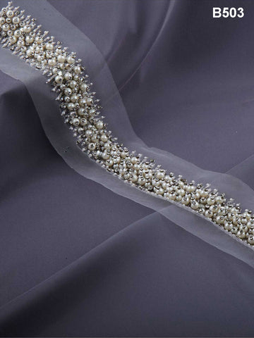 Glamourous Elegance: Exquisite Hand-Beaded Trim with Dazzling Beads, Rhinestones, and Pearls