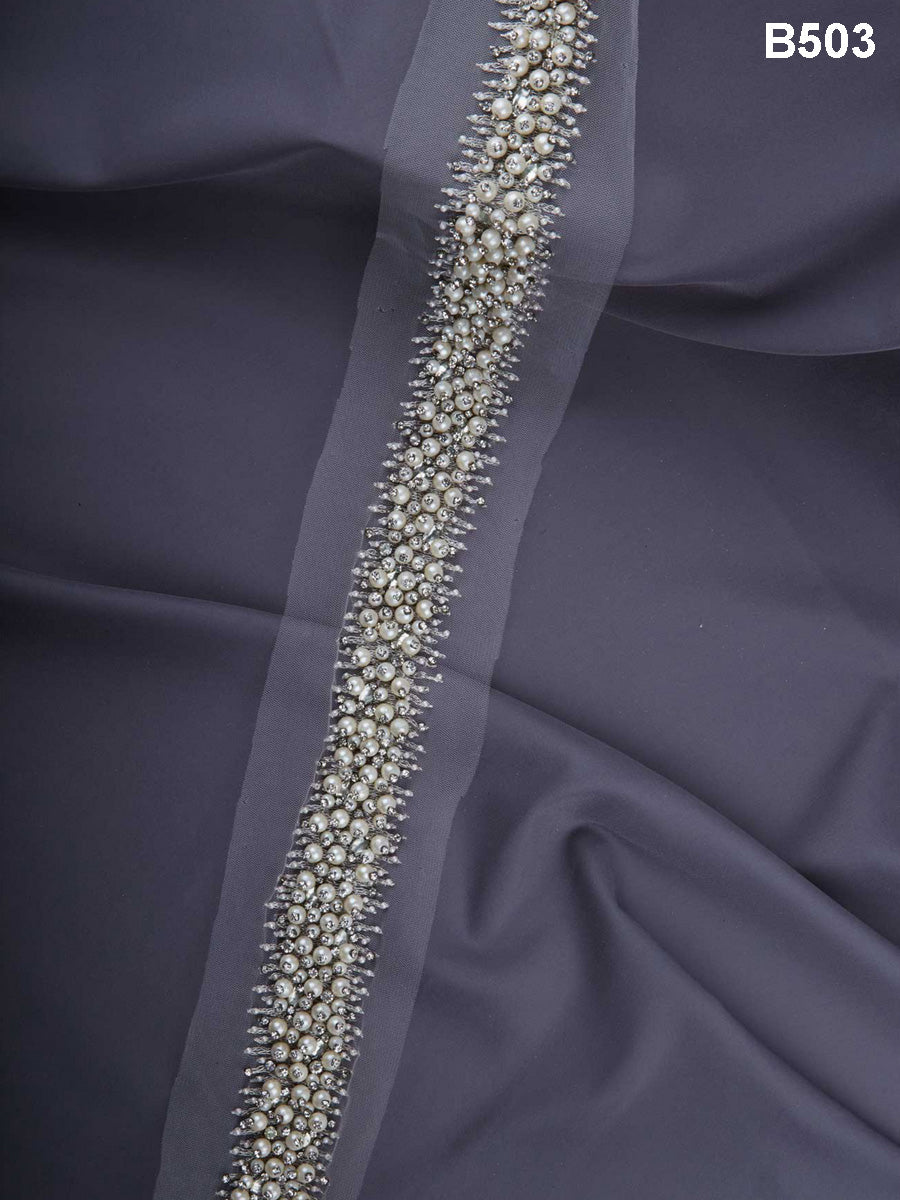 Glamourous Elegance: Exquisite Hand-Beaded Trim with Dazzling Beads, Rhinestones, and Pearls