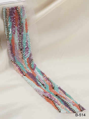 Glamorous Gleam: Artisan-crafted Hand-Beaded Trim featuring Intricate Beading and Mesmerizing Sequins