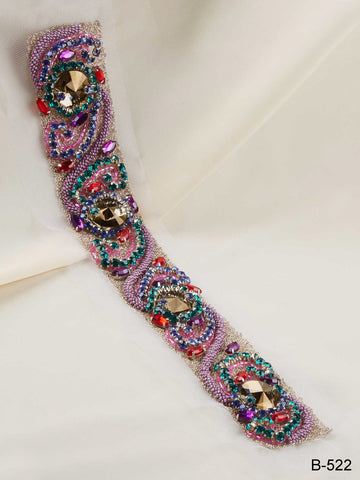 Radiant Jewels: Opulent Hand Bead Trim Featuring Beads, Sequins, and Rhinestones