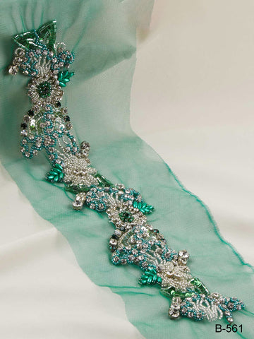 Enigmatic Elegance: Mysterious Hand-Beaded Trim with Beads, Sequins, and Rhinestones