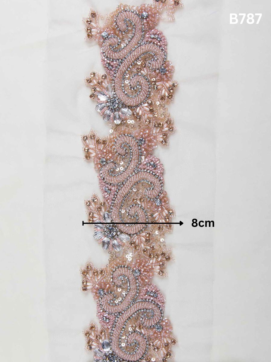 Chic Couture: Fashionable Hand-Beaded Trim with Beads, Sequins, and Rhinestones