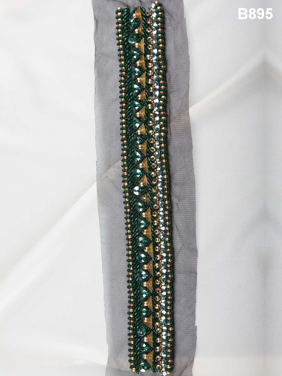 Whispering Whispers: Delicate Hand-Beaded Trim with Beads, Sequins, and Rhinestones