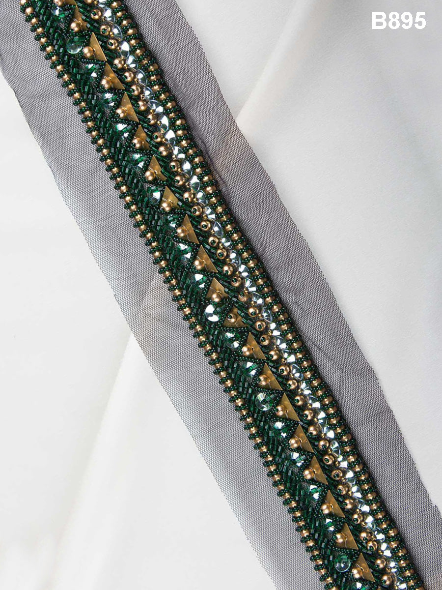 Whispering Whispers: Delicate Hand-Beaded Trim with Beads, Sequins, and Rhinestones