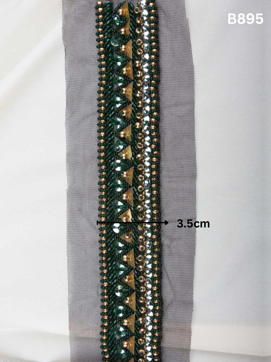 Whispering Whispers: Delicate Hand-Beaded Trim with Beads, Sequins, and Rhinestones