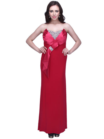 Timeless Elegance: Beautiful Crepe Strapless Evening Gown for an Unforgettable and Sophisticated Look
